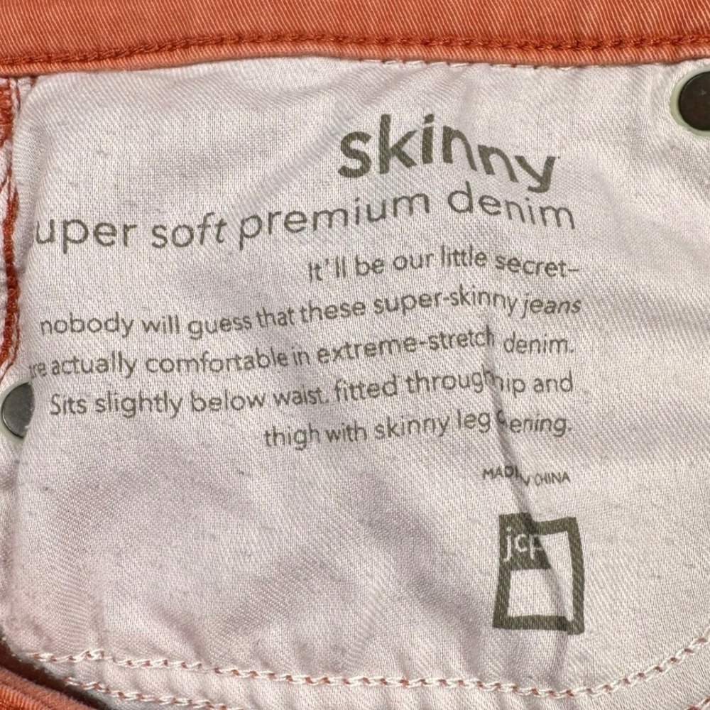 JcPenny Skinny Pants Womens 8 Coral Pink‎ Mid Rise Chino Stretch Twill - Picture 11 of 13